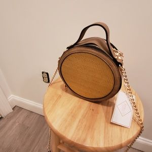 Brown Straw Round Crossbody